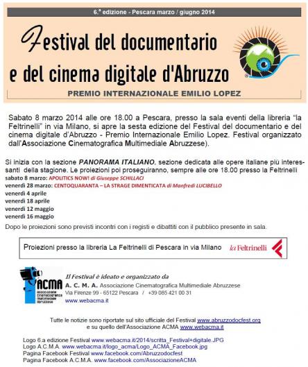 6a edizione del Festival del documentario e del cinema digitale d'Abruzzo