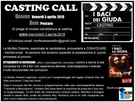 Casting della Morfeo Dreams per il film “I baci dei Giuda”