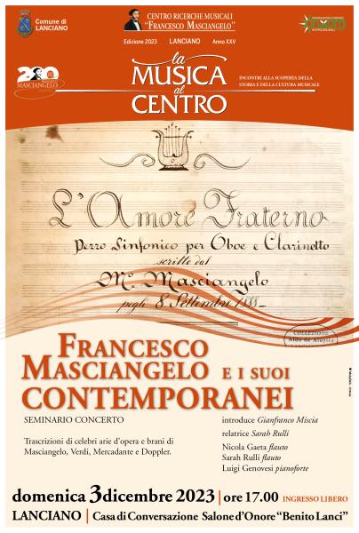 FRANCESCO MASCIANGELO E I SUOI CONTEMPORANEI. SEMINARIO CONCERTO DEL 3 DICEMBRE 2023